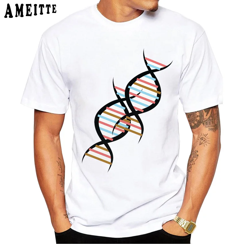 ДНК молекулярная Структура схема Футболка с принтом модная мужская рубашка