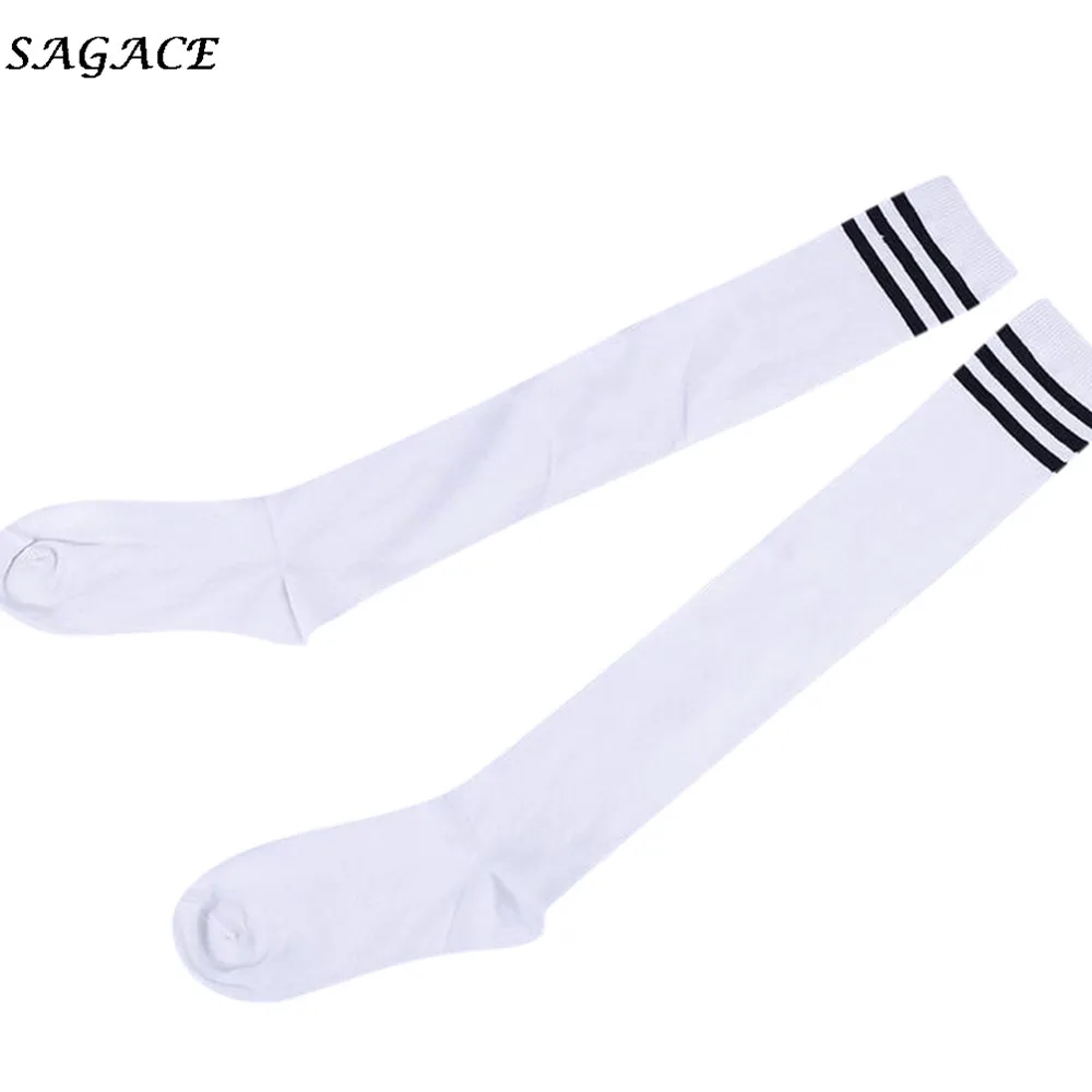 SAGACE Long Socks Women Over Knee High Spring Summer Autumn Winter Fashion Stocking Cotton Casual Striped Sport Sock Girl | Женская