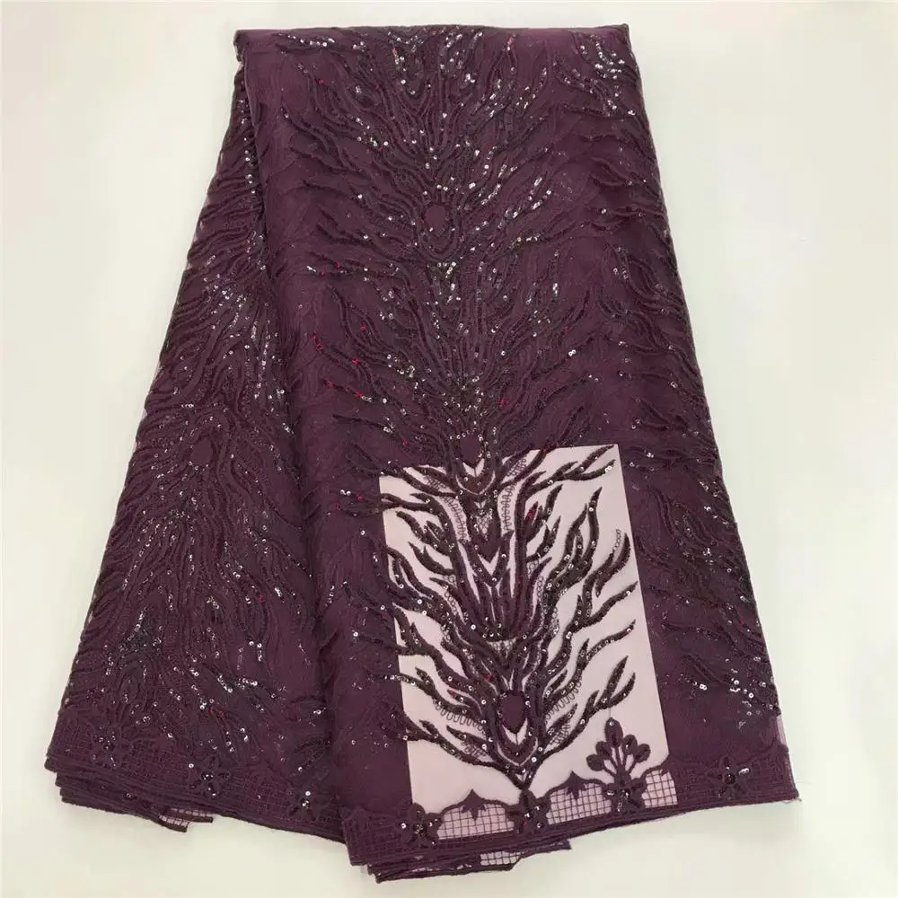 High Quality African Sequins Lace Fabric Royal Blue French Net Embroidery Tulle For Nigerian Wedding Party Dress | Дом и сад