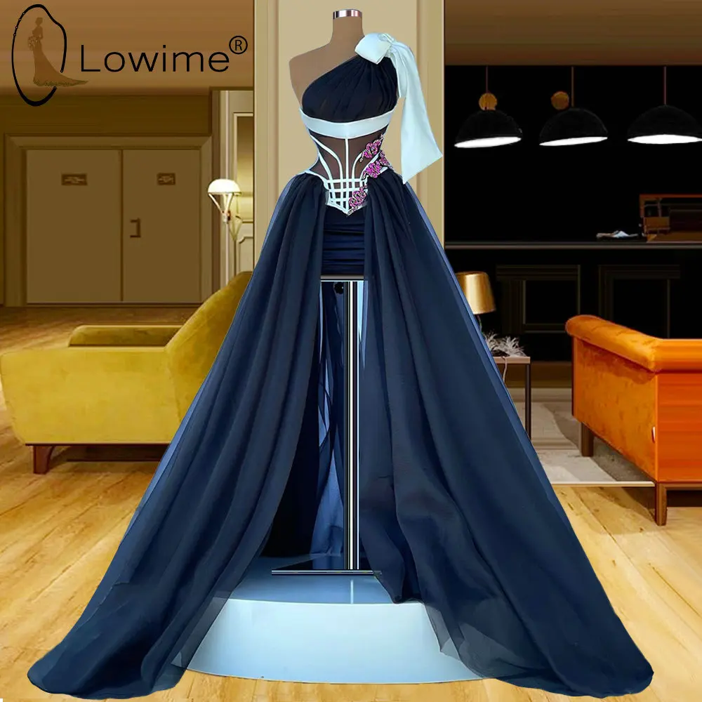 

Contrast Color Black and Ivory One Shoulder Evening Dresses for Women 2021 A Line Party Gowns Vestidos Formales Robe Femme