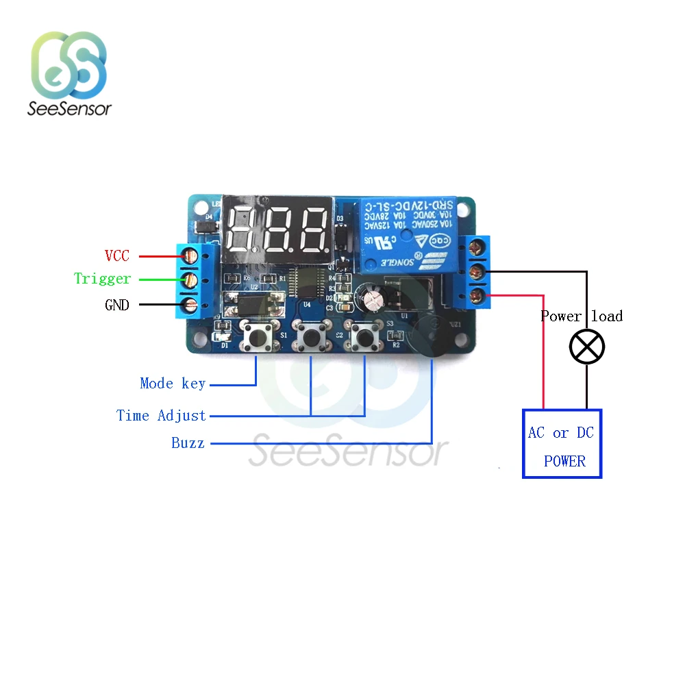 Модуль Управления задержкой с зуммером СВЕТОДИОДНЫЙ Цифровой Реле времени цикл