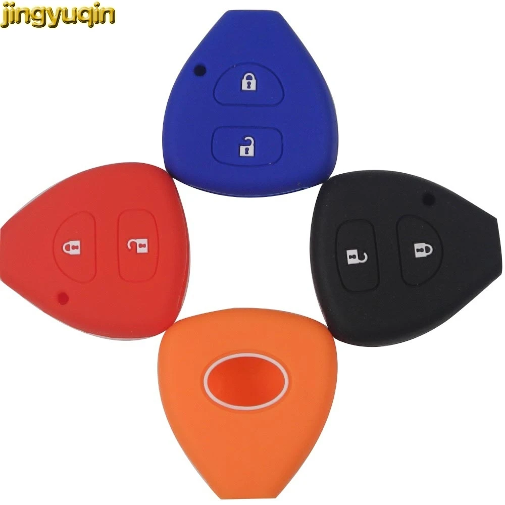 Силиконовый чехол jingyuqin с 2 кнопками для Toyota Camry Highlander Corolla Hilux Vitz Vios Rav4 Aqua Land Cruis|car key