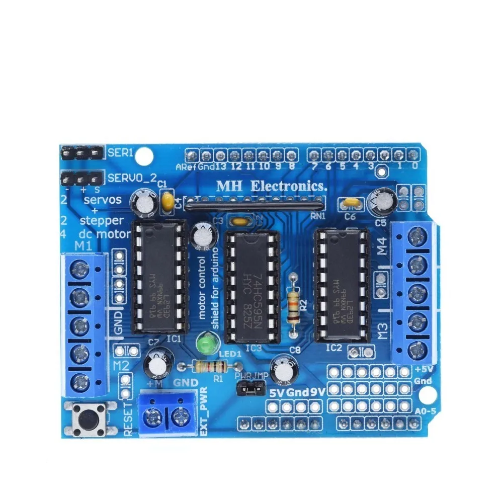 ShengYang 1 шт. L293D моторный привод щит двойной для arduino Duemilanove, плата расширения привода двигателя Щит управления двигателем