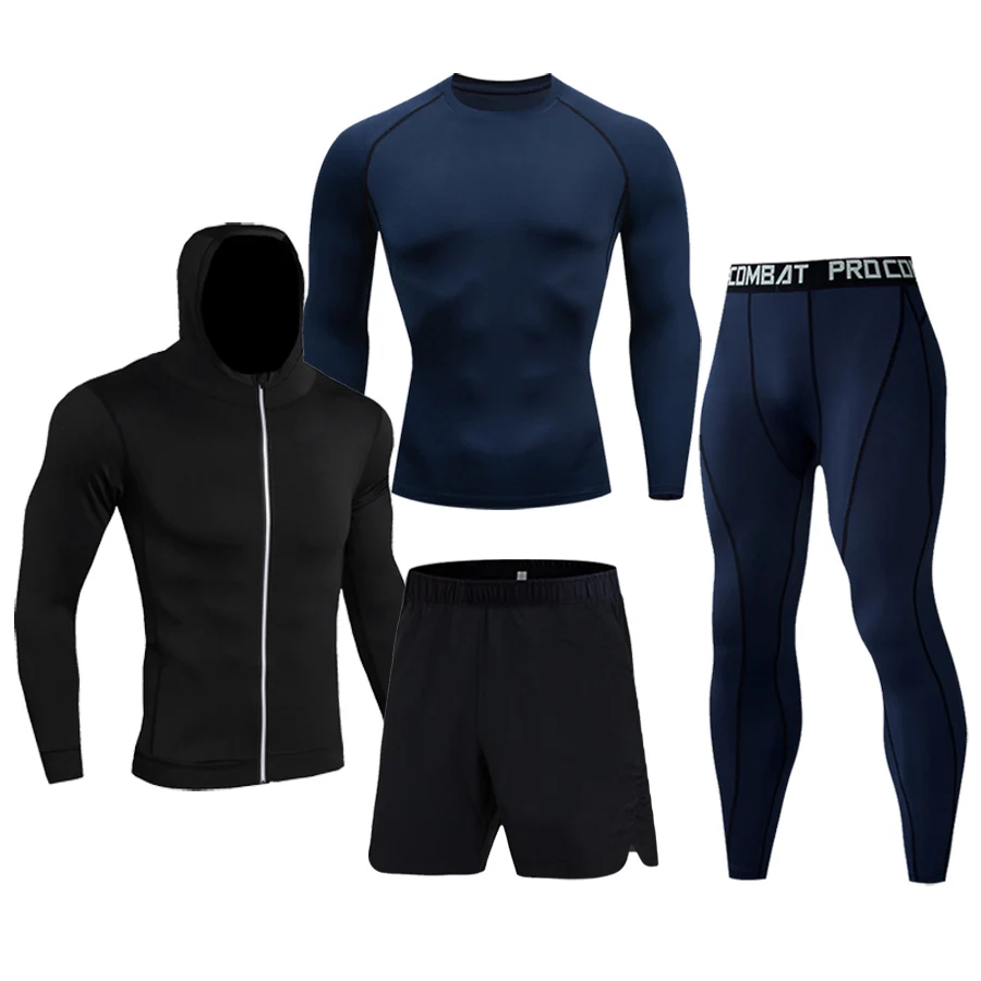 

Men Running Jogging Training Clothes Sets Football Basketball Cycling Fitness Sport Wear Kits Teenager Compression Sportswear