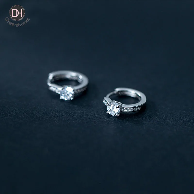 

Женские круглые серьги-клипсы Dreamhonor, из стерлингового серебра 925 пробы с фианитом, ювелирные украшения для помолвки, SMT151