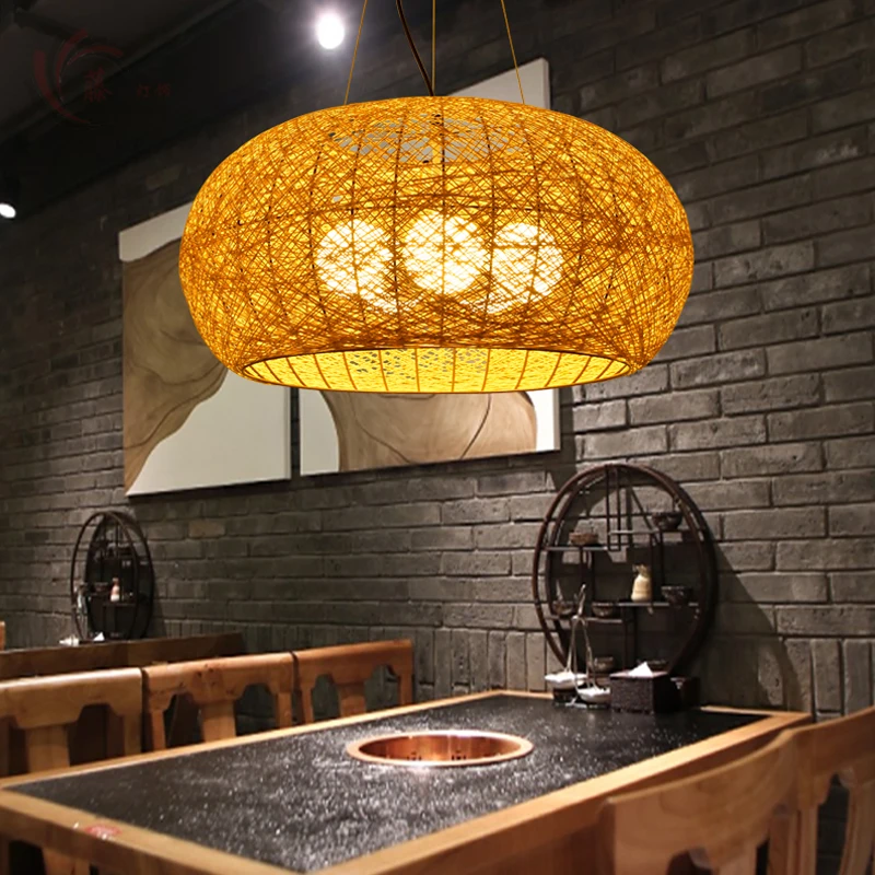 

Nordic Rattan Pendant Lamp For living room Bedroom coffee Retro Garden Restaurant Bamboo Chandelier Lighting Decorative Lamp