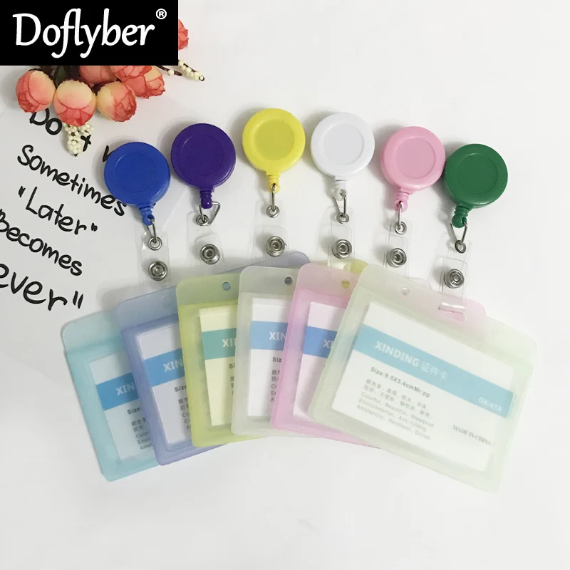 

Выдвижной Бейдж карамельных цветов, в горизонтальном стиле, для студентов, медсестер, для выставления удостоверения личности, Именной Бейд...