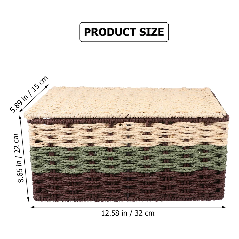 

Multipurpose Woven Storage Basket Sundries Storage Organizer Case with Lid