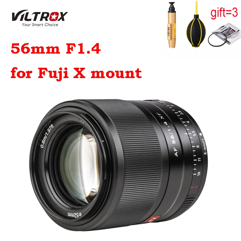 Viltrox 56 мм F1.4 для ЖК дисплея с подсветкой Fujifilm X черные Серебристые линзы в