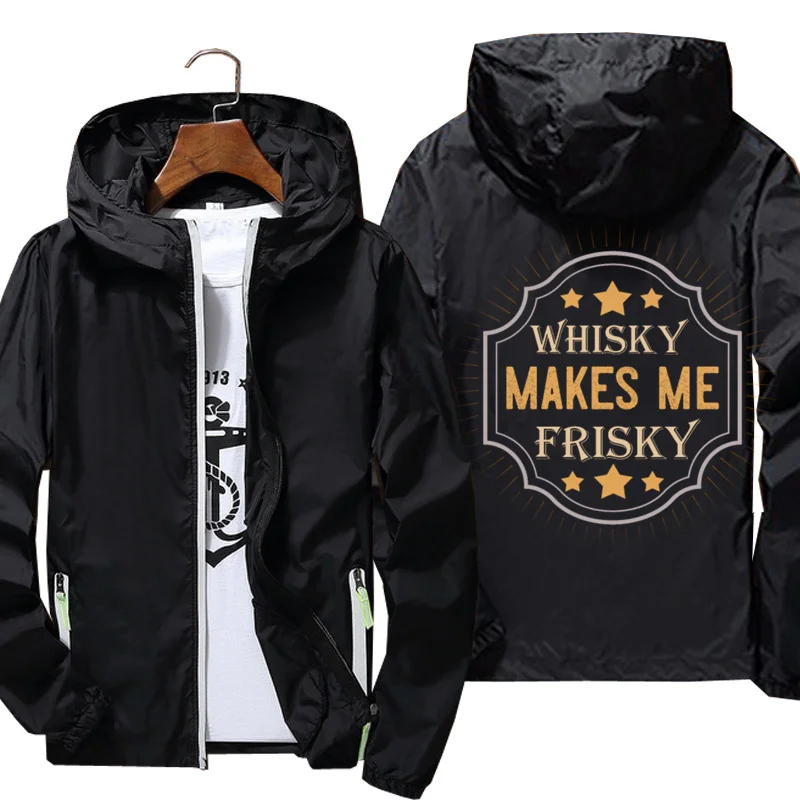 

2021 jackets for men Windbreakerhisky makes me frisky Windbreaker Reflective Skin Sun Spring Autumn brand jacket printing