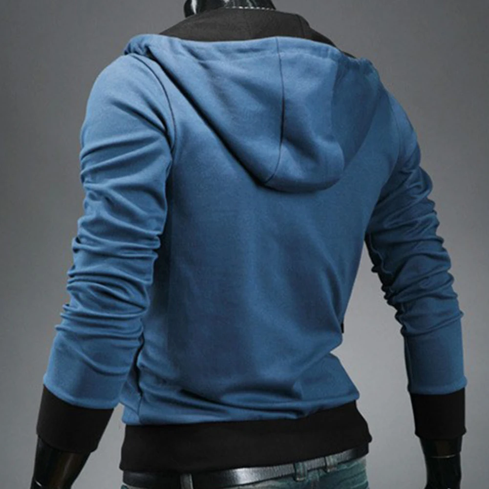 Мужская толстовка с длинным рукавом и молнией сбоку куртка капюшоном пальто