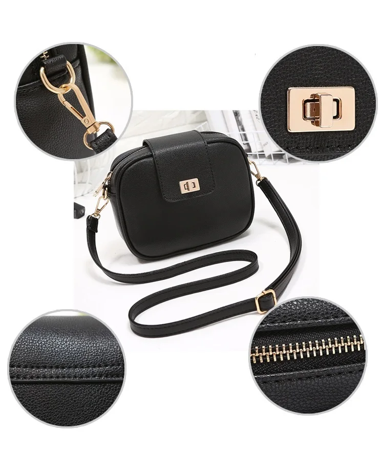 

Female Fashion Pu Leather Simple Solid Color Women Shoulder Bag Handbag Messenger Bags Crossbody Bag Ladies Black Totes