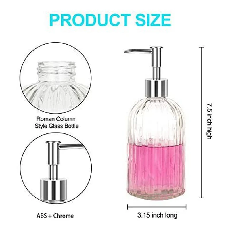 

4 Pck Large-Capacity Colored Glass Hand Bottle 420ML Household Bathroom Kitchen Hand Bottle