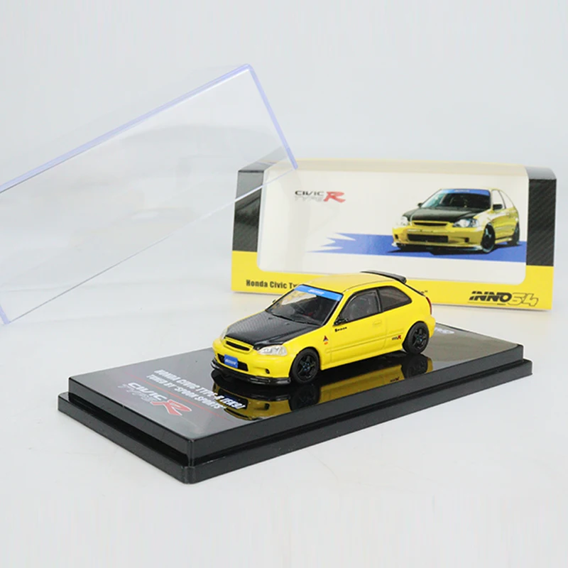 

Модель INNO 1/64 для автомобиля CIVIC Type-R EK9, литье под давлением, желтое транспортное средство, настроенное «ложкой Спорт»