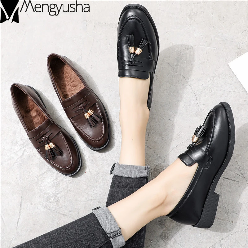 2019 г. новая осенняя бархатная обувь с кисточками Женская однотонная в британском