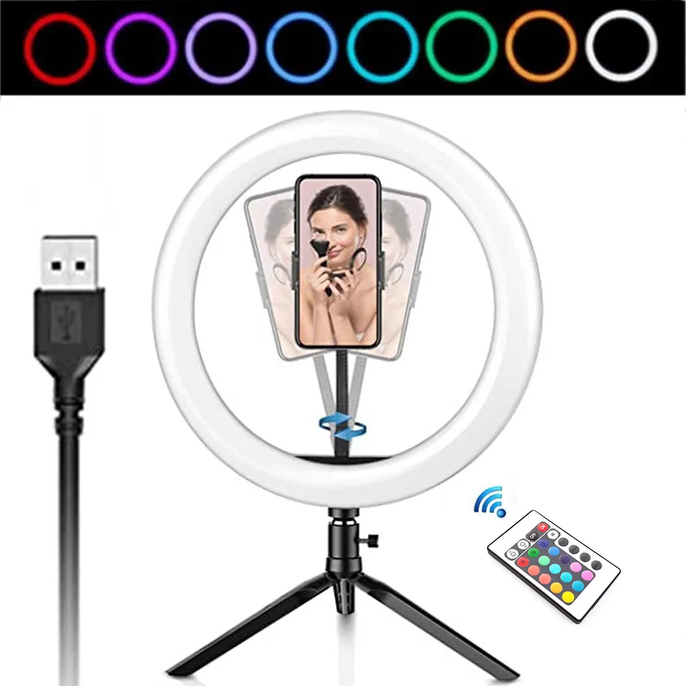 

Photographic Lighting LED Selfie Ring Light with Remote Control 30cm Ring Lamp with Tripod for Makeup Video Live Studio