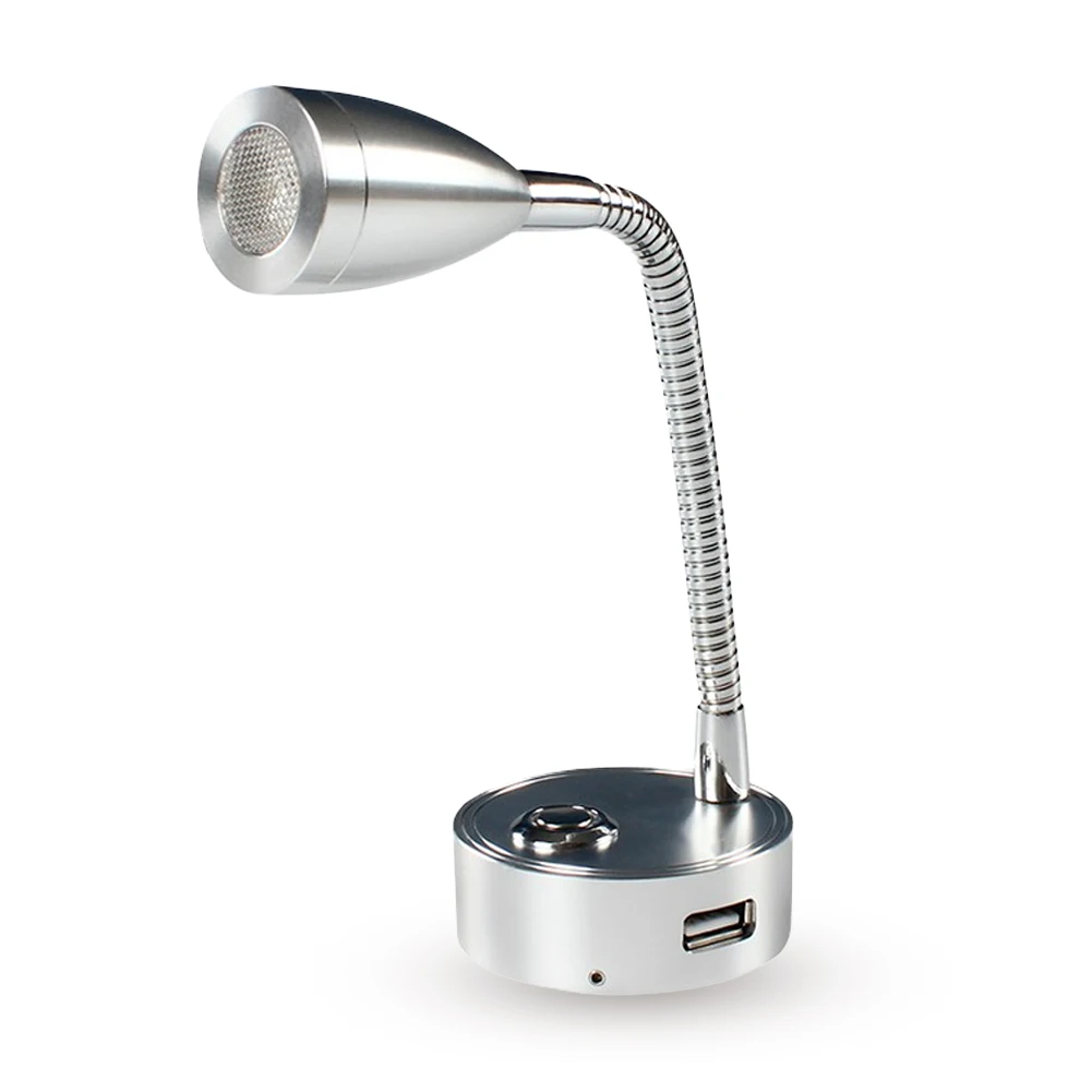 

Черная светодиодный ристая Светодиодная лампа для чтения лодки на 12 В, 24 В постоянного тока, 3 Вт, с зарядным USB-портом, с регулируемой яркость...