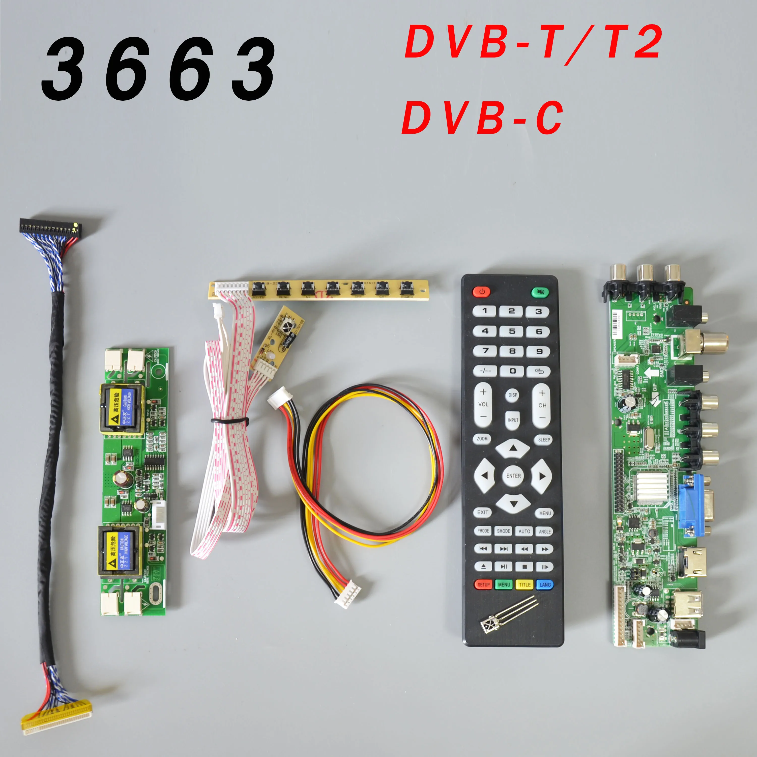 

DS.D3663LUA.A81.2.PA V56 V59 Universal LCD Driver Board Support DVB-T2 TV Board+7 Key Switch+IR+4 Lamp Inverter+LVDS 3663