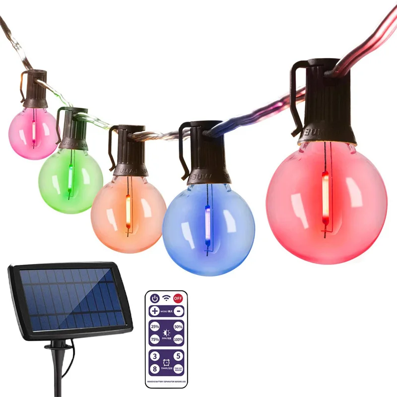 Outdooor Solar Light String Lights Colorful G40 Garland Lamp Solar Battery USB 25LED Outdoor Solar Lamp Christmas Decoration