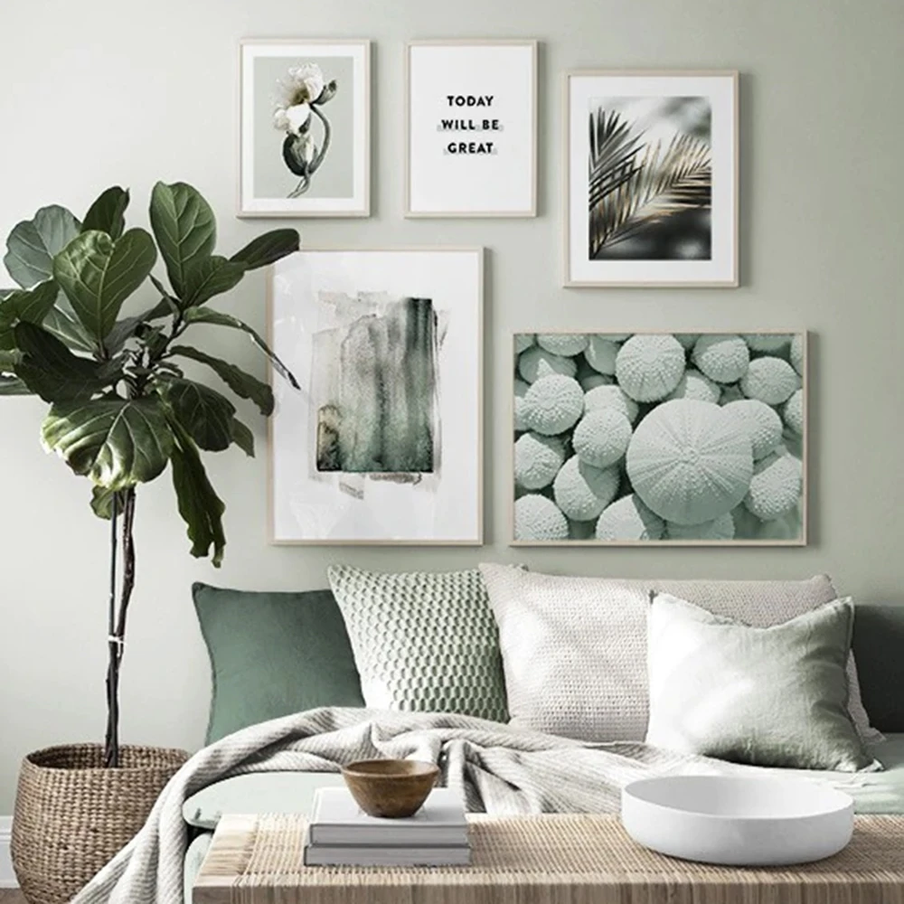 

Mint Green Plant Flower Art Canvas Painting Posters And Prints Nordic Simple For Living Room Decor No Frame Style Wall Pictures