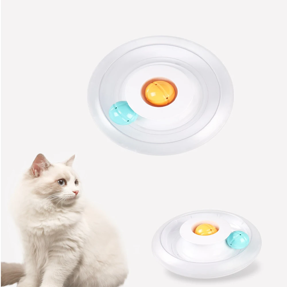 

Cat Toys Funny Pet Catmint Ball Turntable Interactive Cat Toy Tumbler Base Amusement Track Plate Rotate Toys Katten Speelgoed