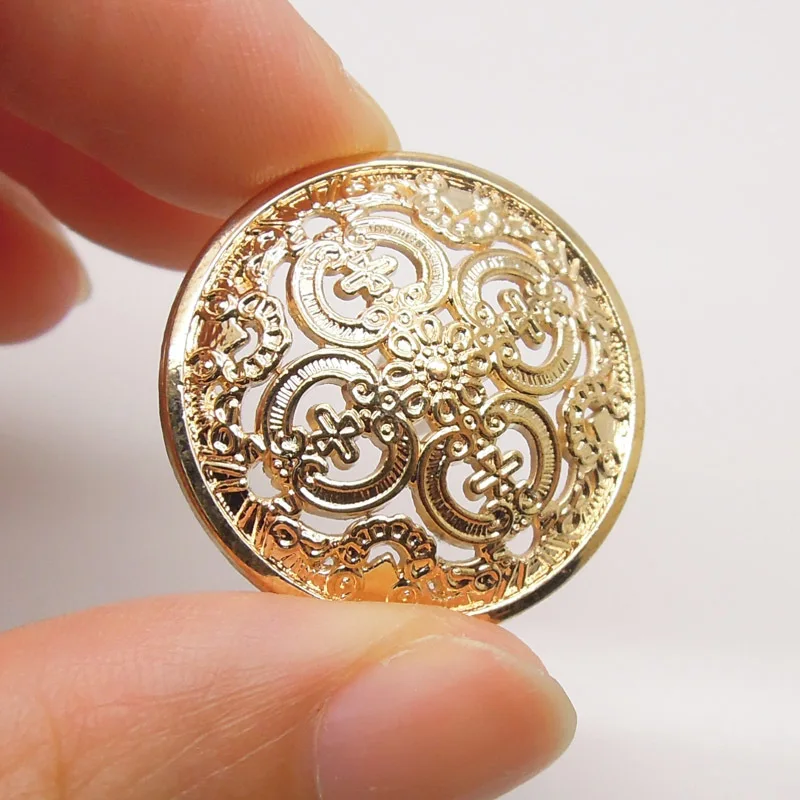 

Elegance Golden Button Hollow Metal Alloy Buttons Palace Style Women Coat Windbreaker Suit Shank Buttons DIY Sewing Accessories