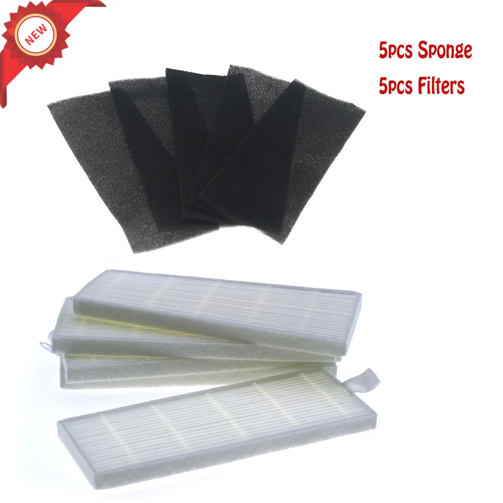 5pcs Sponge+5pcs Filters for ILIFE Robot Replacement for chuwi ilife A4 A4S A6 Robot Vacuum Cleaner hepa filter