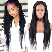box braided wigs for black women long synthetic hair wigs fake scalp heat resistant natural looking braided wig