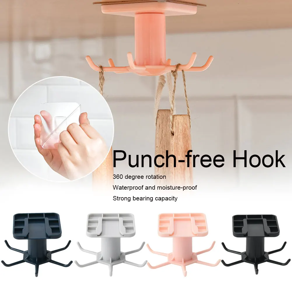 

Punch-free Kitchen Wall Storage Rack Rotating Hook Spatula Spoon Kitchen Utensils Wall-mounted Artifact
