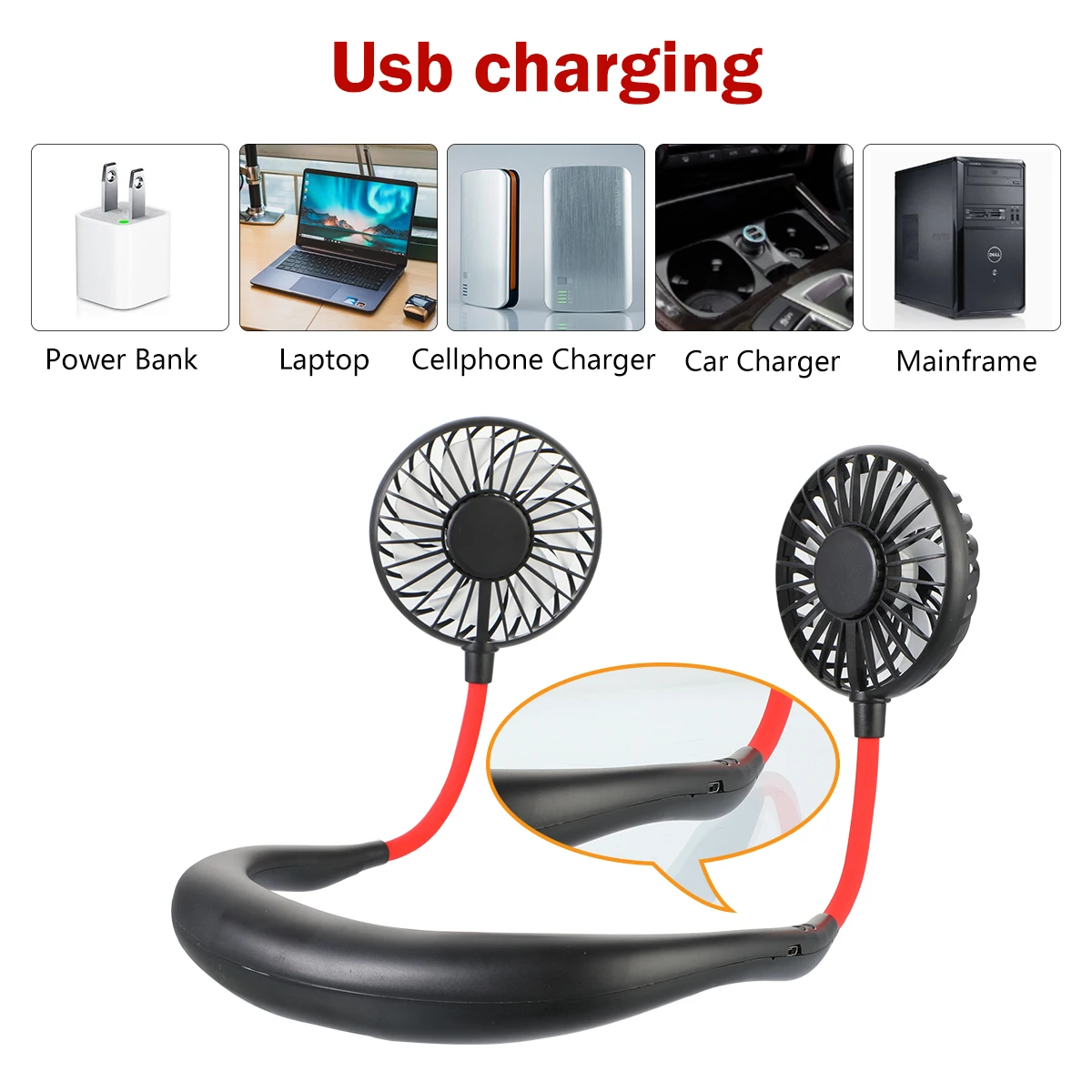 Мини-вентилятор для шеи USB портативный вентилятор шейный платок с перезаряжаемой