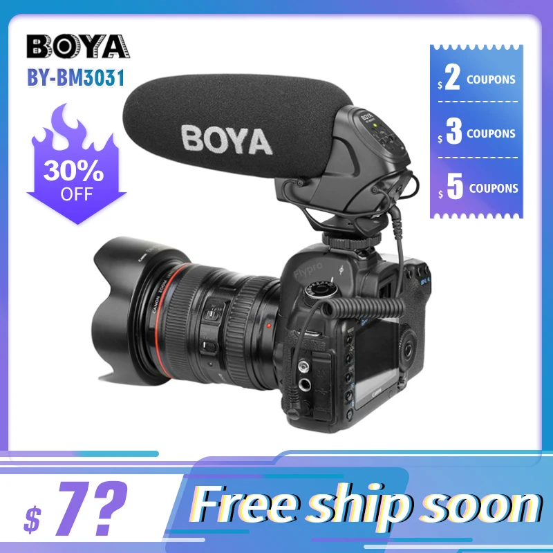 BOYA BY BM3031 микрофон конденсаторный ружья видео Камера микрофоном винтовое