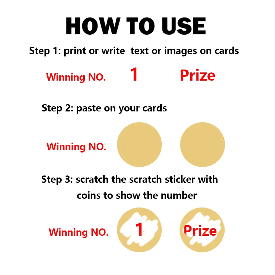

500Pcs Round 48*48mm Scratch Off Stickers Gold Blank For Secret Code Cover Home Game Wedding Message
