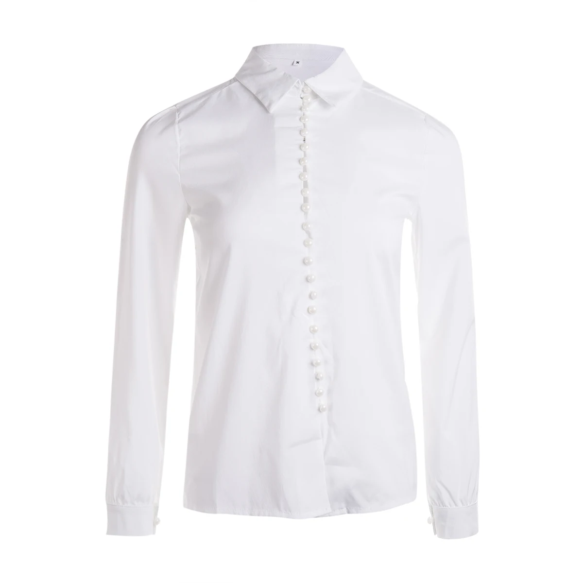 Женская блузка с длинным рукавом элегантная белая Повседневная Уличная из