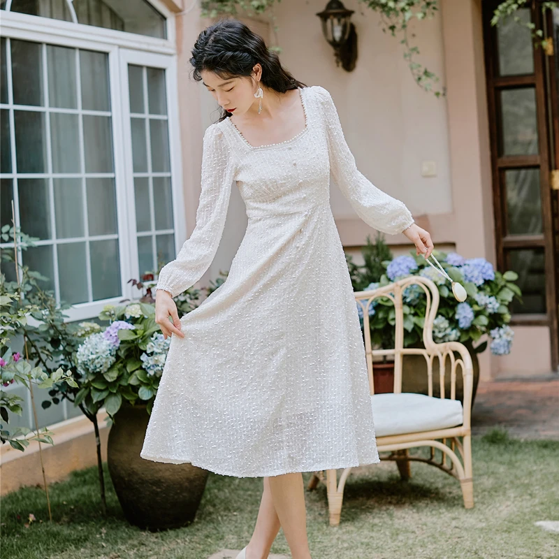 

Real partner mouth spot long sleeve beads restoring ancient ways collect waist dress