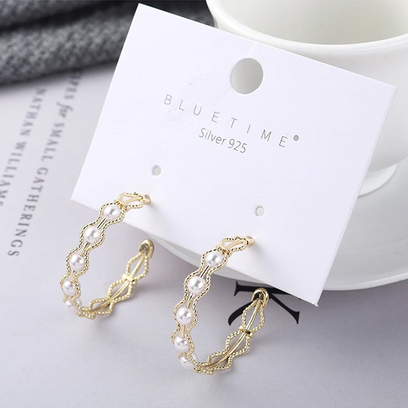 В Корейском стиле модная жемчужная серьги S925 стерлингового серебра иглы Кафф