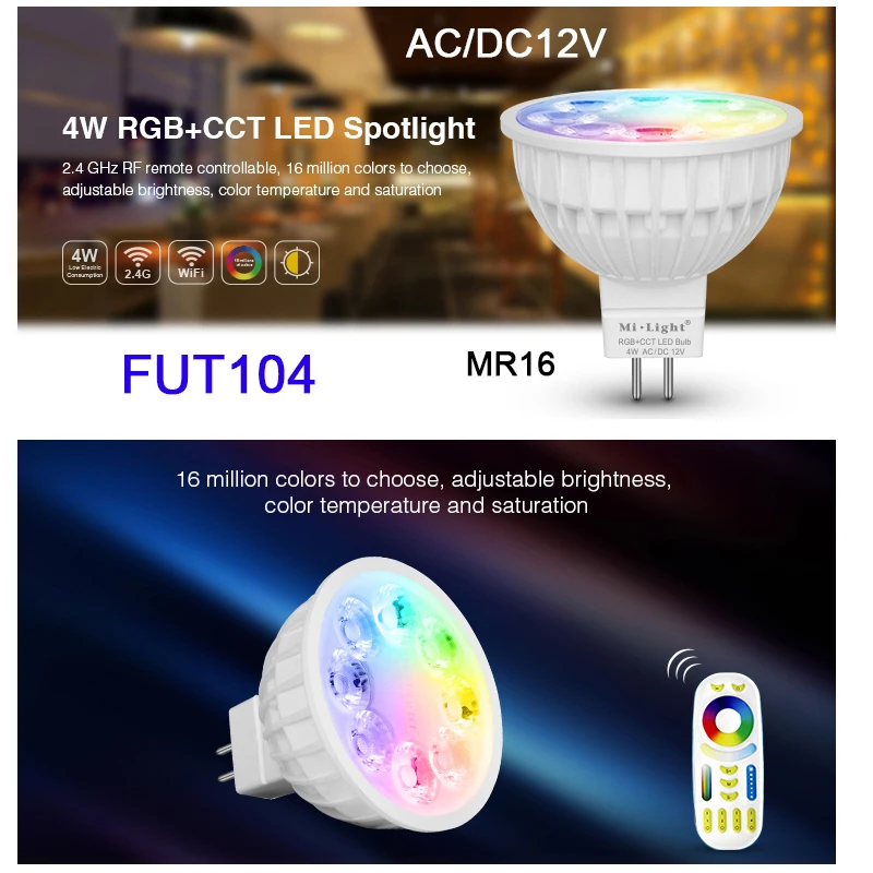 Светодиодная лампа FUT103/FUT104/FUT013/FUT014/FUT012/FUT105 Miboxer 4 Вт 5 6 8 9 12 E14 GU10 MR16 E27 RGB