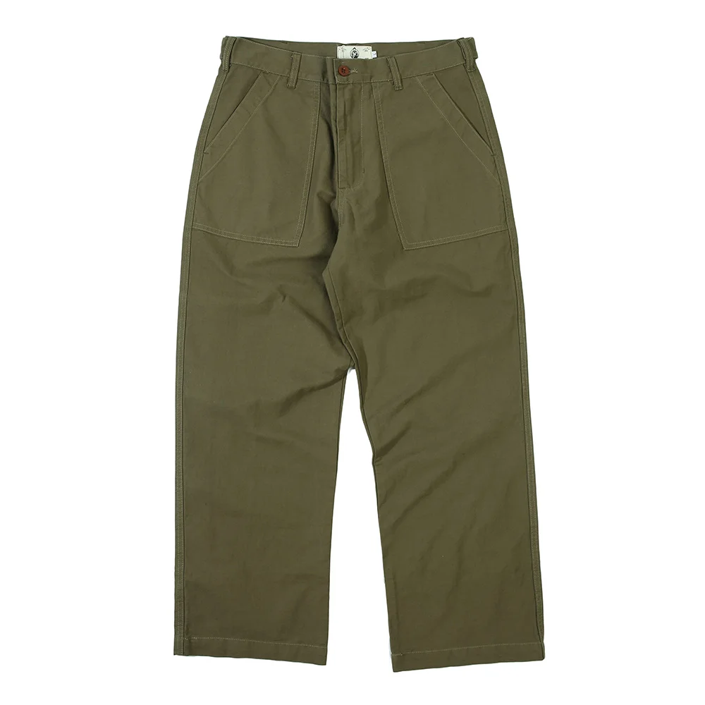 Solid Color Loose Straight-leg Pants Mens Amekaji Safari Style Casual Pants Vintage Trousers Men