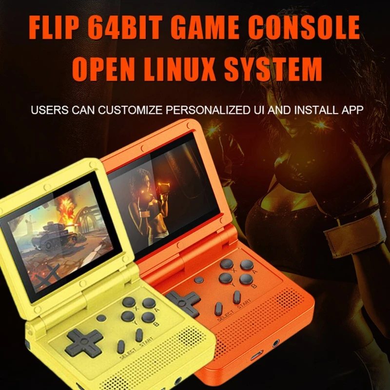 

V90 3-inch IPS screen Flip Handheld console dual Linux System game console 2000 Games For PS1 NES SFC For kid 77UA