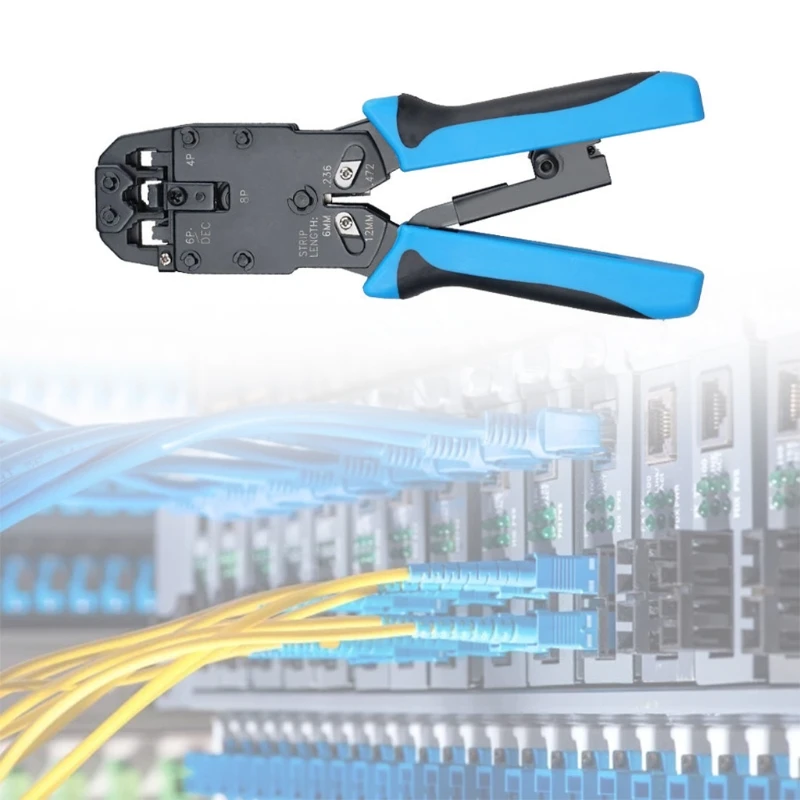 

KX4A Professional RJ45 Crimper Tool Pass Through Cutter for RJ45 RJ11 RJ12 RJ50 8P 6P Modular Connectors All-in-one Wire Tool