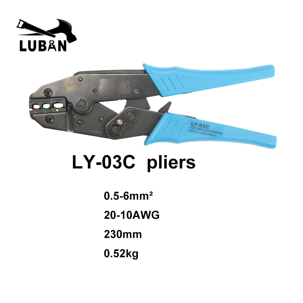 Обжимные Щипцы LY-03C MINI в Европейском стиле, Обжимные Щипцы 0,5-6 кв. Мм 20-10AWG для кольцевых изолированных клемм, Мультитул, инструменты, синие руки