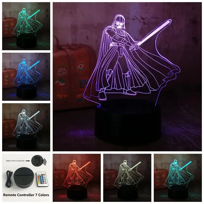 3D RGB светодиодный Ночной светильник, классный Звездные войны, Дарт Вейдер, 7 цветов, настольная лампа для сна Chang, новинка, домашний декор, рождественский подарок для мальчиков, Лава - Испускаемый цвет: Remote one 7 Color