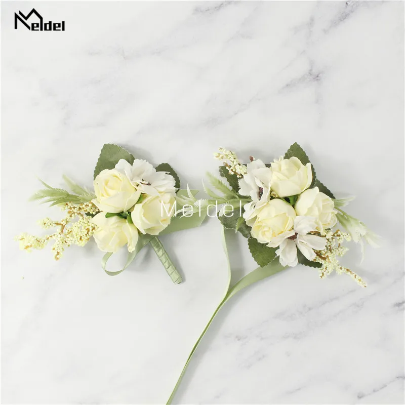 Wedding Corsages and Boutonnieres Women Dress Brooch Wristbands Flore Men Buttonholes Party Prom Wrist Bracelet | Дом и сад