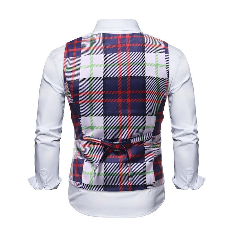 Мужской новый костюм новой модели жилет без рукавов линия дизайн поддельные два