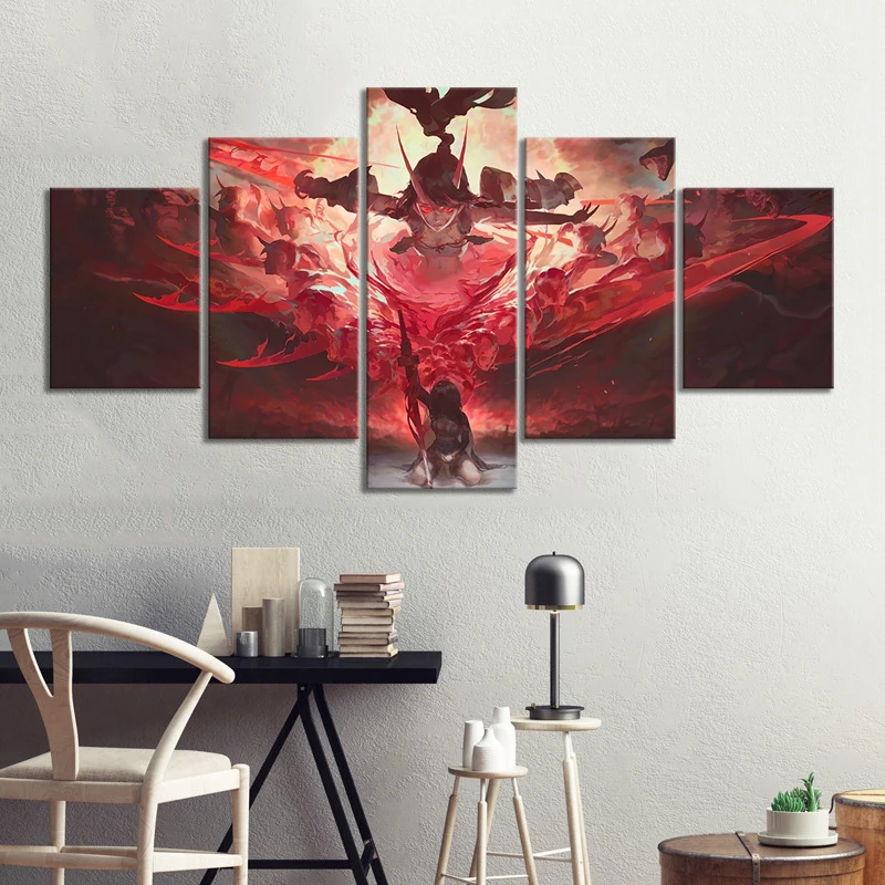 5 шт. HD Фэнтези искусство аниме девушка картина дьявол игра Иллюзия на холсте