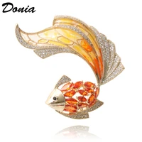 donia jewelry fashion cute red transparent carp brooch men and women with the same paragraph marine life pin aaa zircon brooch