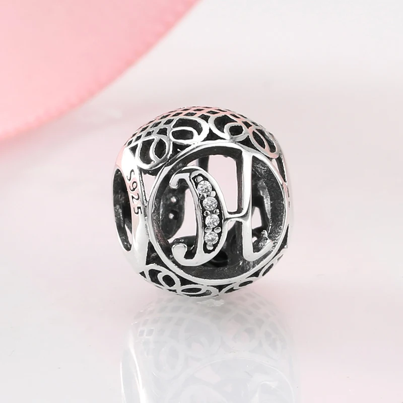 Новый Шарм буквы Прозрачный H бусины из стерлингового серебра 925 Оригинал