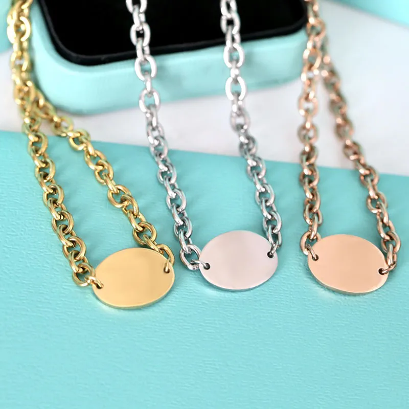 

Original 1:1 Sterling Silver Tif Necklace High Quality Fashion Oval Necklace Ladies Hip Hop Party Exquisite Luxury Jewelry Gift