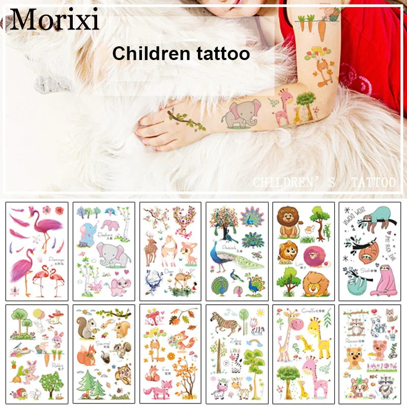 1 лист Детская тату наклейка с принтом Фламинго/льва/павлина|Временные тату| |