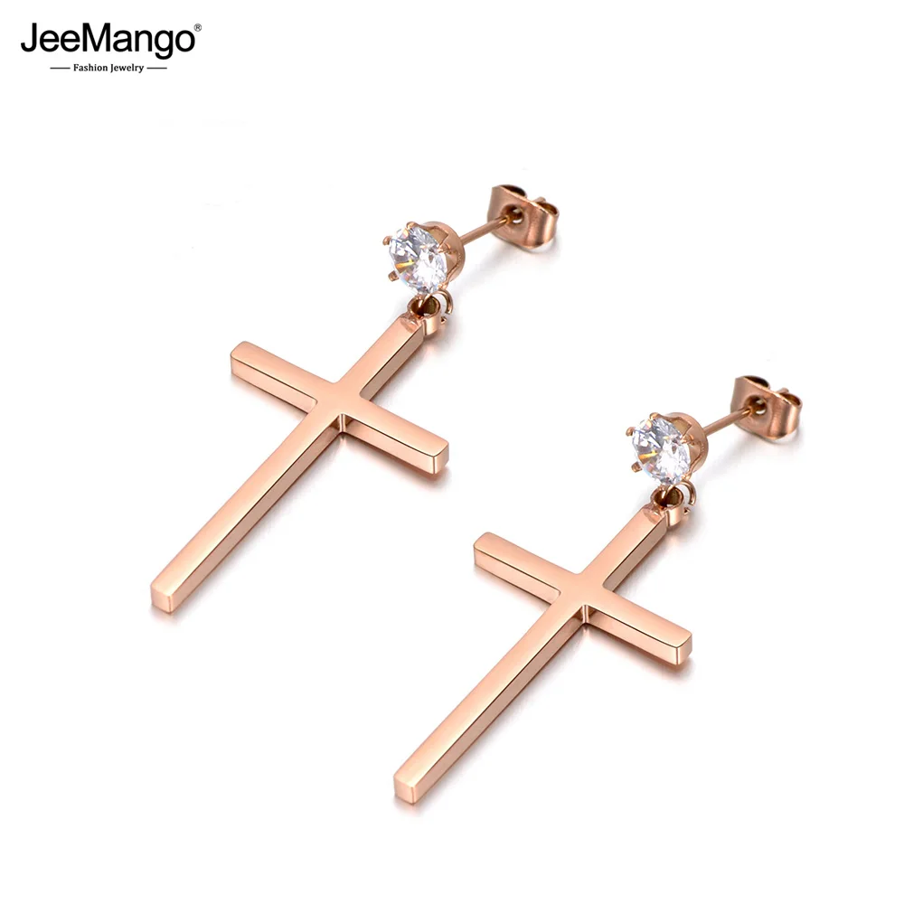 Женские серьги подвески из нержавеющей стали JeeMango с кристаллами стразы