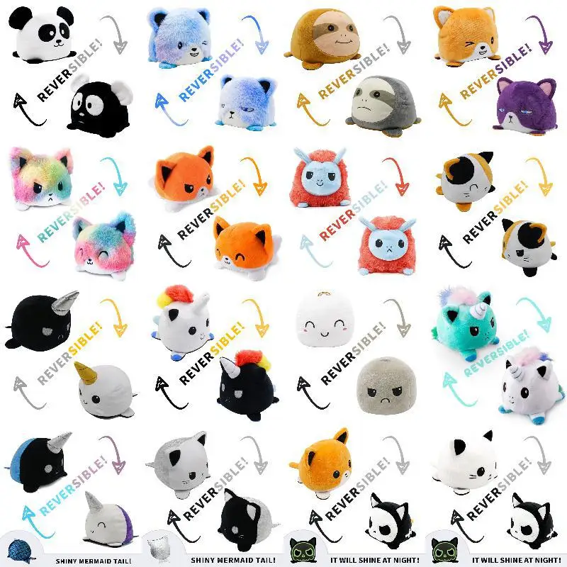 Двухстороннее животное кошка панда щенок мультфильм Милая двухсторонняя флип